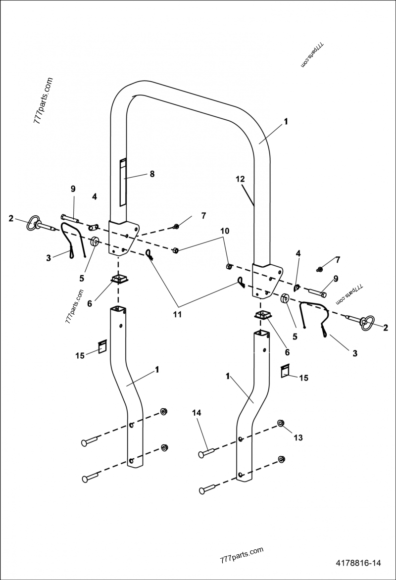 Folding ROPS - Turf Bobcat ZT7000 (999701000101 & Above) | 777parts.com