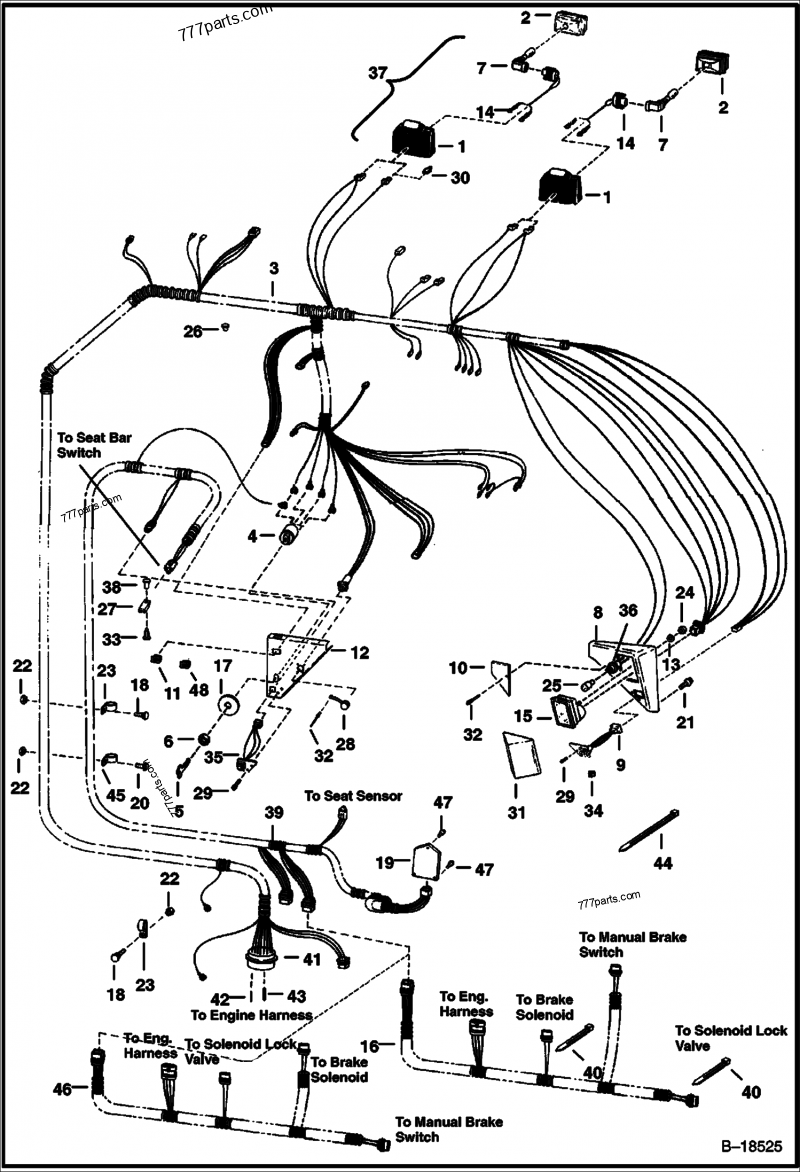 CAB Electrical Circuitry (W/B.O.S.S. Option) Loaders Bobcat 873