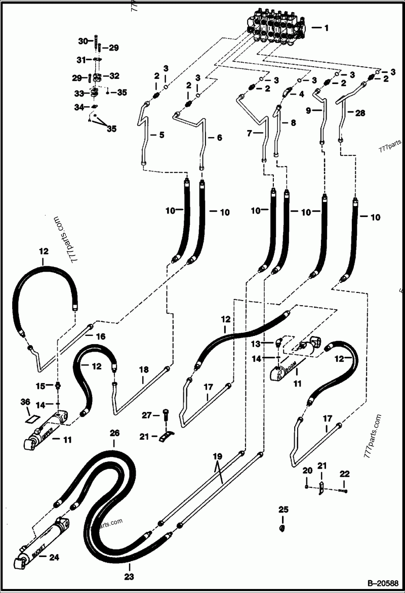 Backhoe 911B Boom Hydraulic Circuitry S N 160800101 Above backhoe-911b-boom-hydraulic-circuitry-s-n-160800101-above