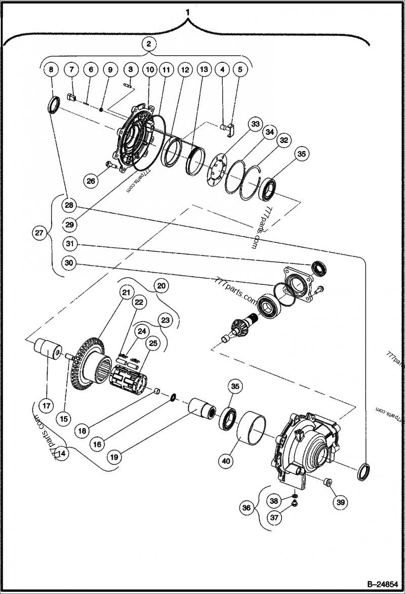 Front Differential (OUTPUT COMPONENTS) Utility Vehicles Bobcat 2200 (A5KR11001 & Above