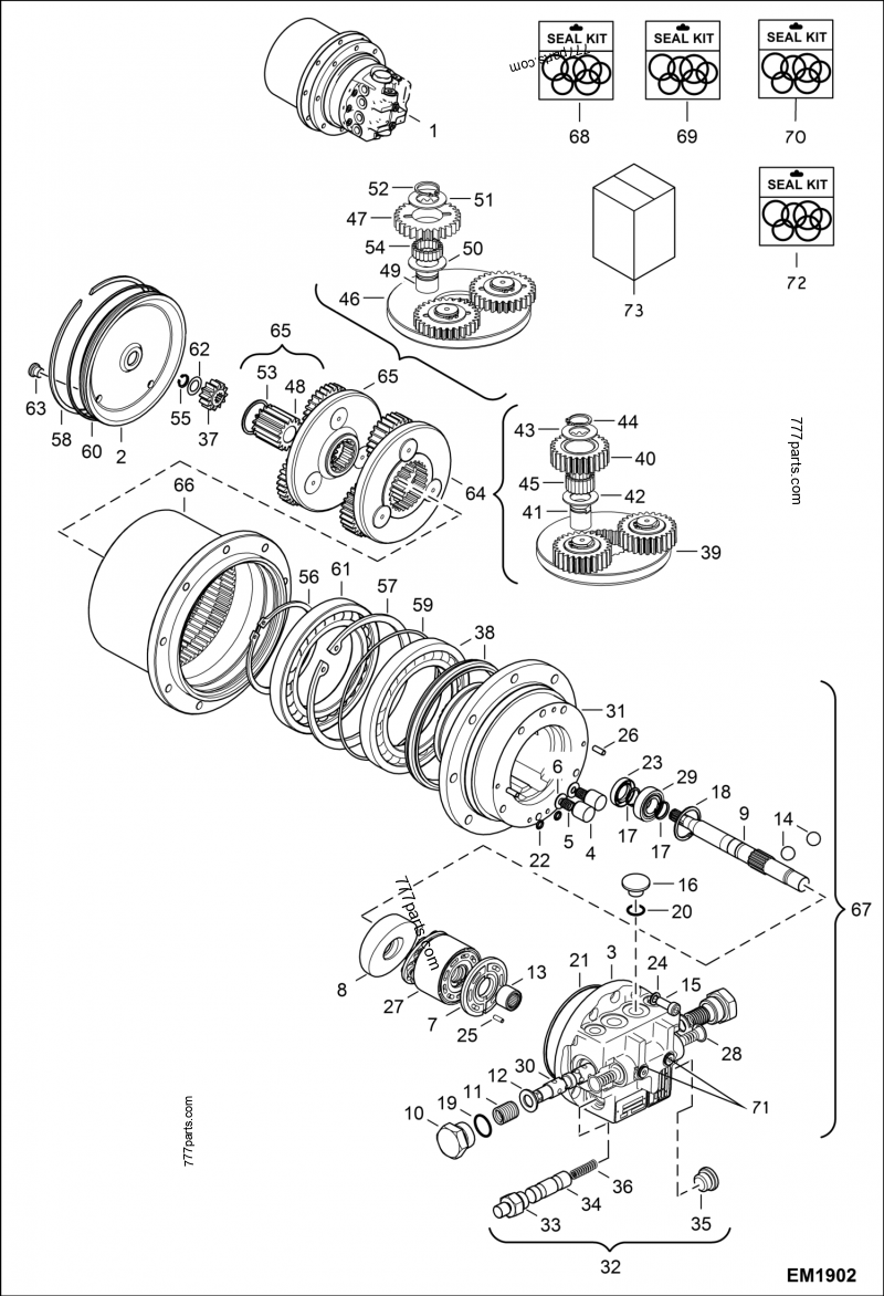 Travel Motor (2-Speed) (Low Torque) (S/N AWRH11001 - AWRH12129