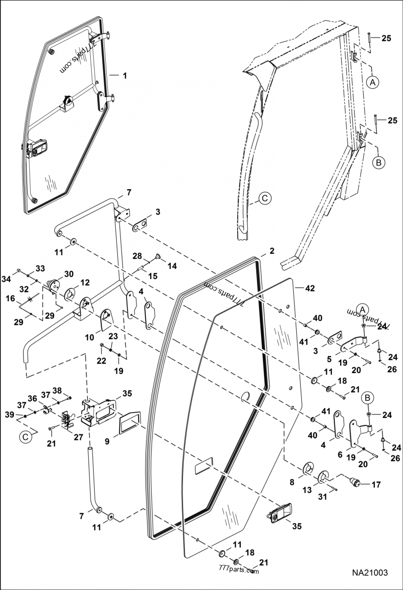 Operator CAB (Door LH) - Compact Wheel Loader Bobcat L85 (B53C11001 ...