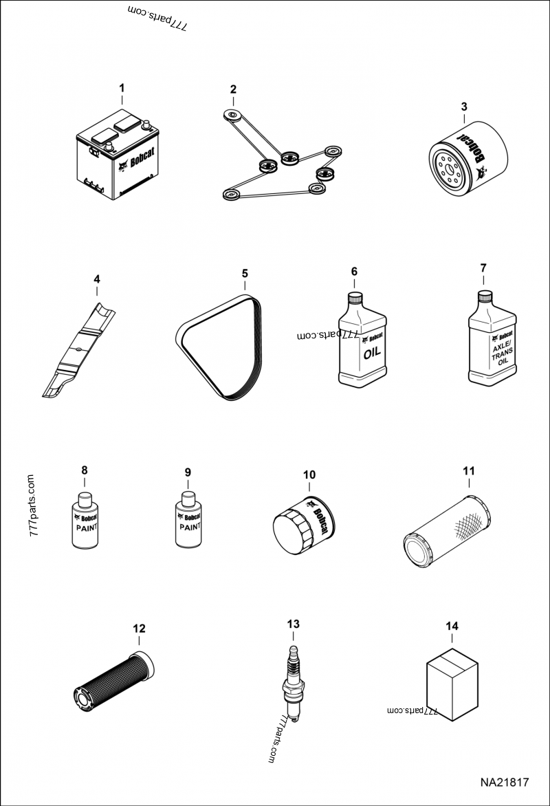Maintenance Items (Service Parts) Turf Bobcat ZT3500 (999350200071