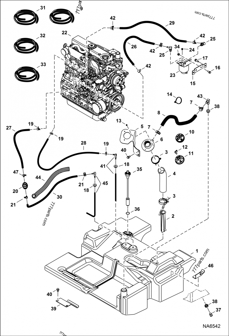 Fuel System (S/N B42411001 - B42412800) - Loaders Bobcat S510