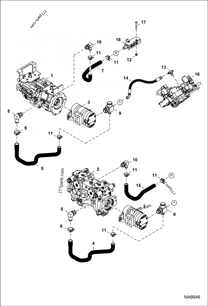 Hydrostatic Circuitry (Hydrostatic Pump) (Case Drain Manifold
