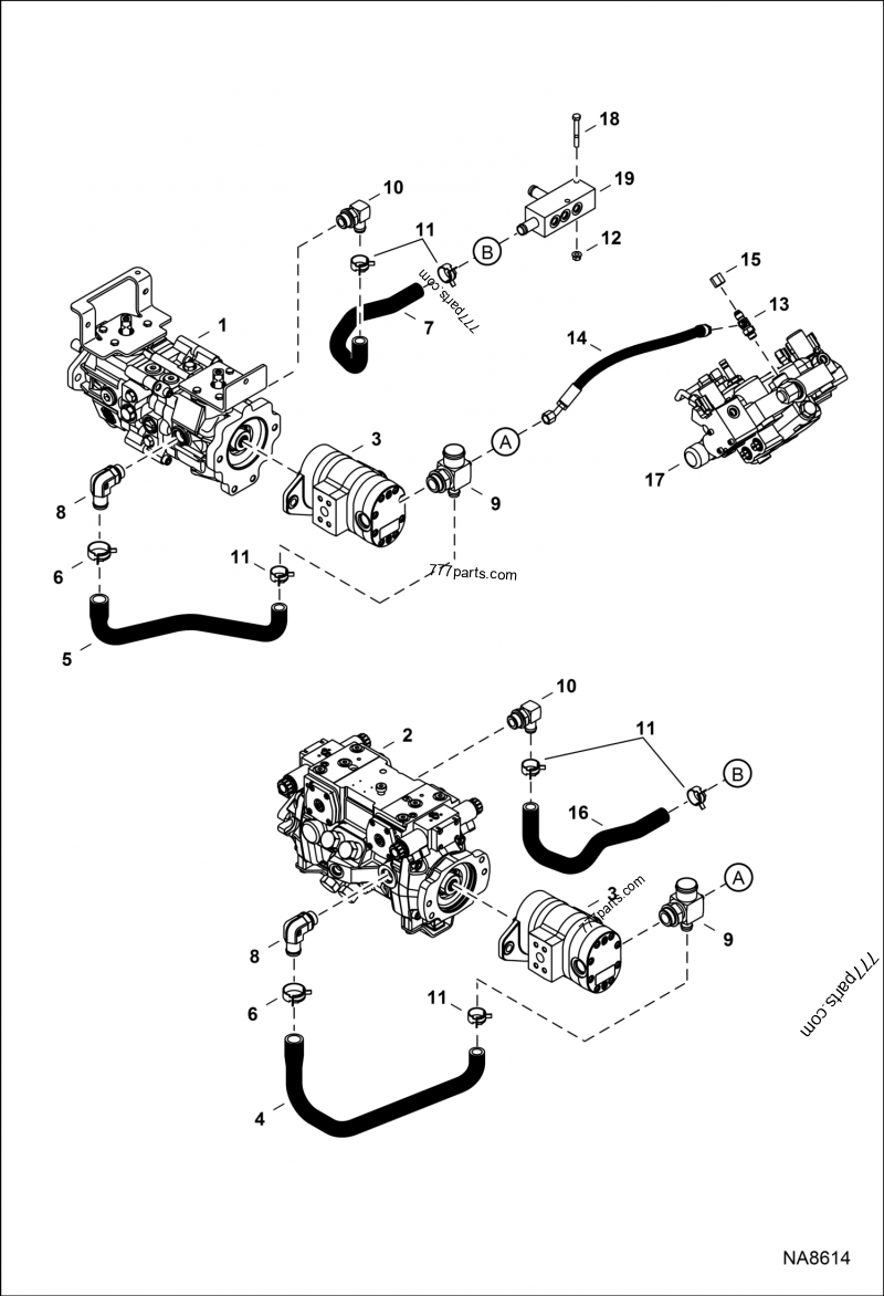 Hydrostatic Circuitry (Hydrostatic Pump) (Case Drain Manifold