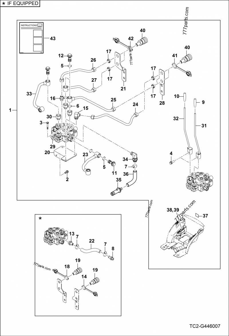 Auxiliary Hydraulics Kit (Rear)(Detent) Compact Tractors Bobcat