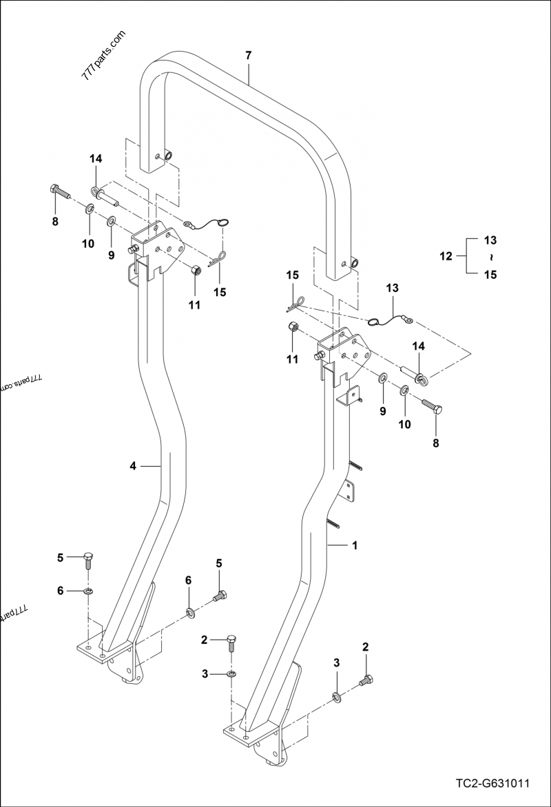 ROPS Bar Group - Compact Tractors Bobcat CT2025 (B4VJ11001 & Above ...