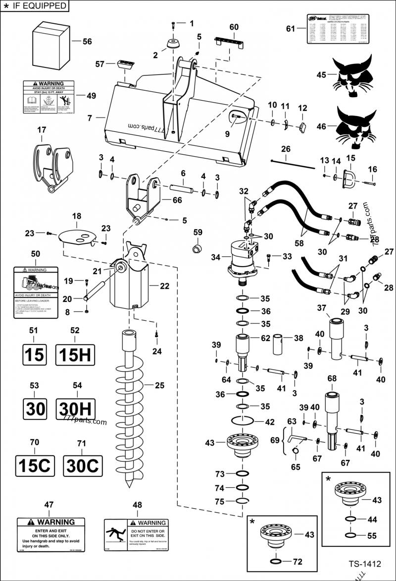 Auger (325-435) (15) (15C) (15H) (30) (30C) (30H) - Attachments Bobcat