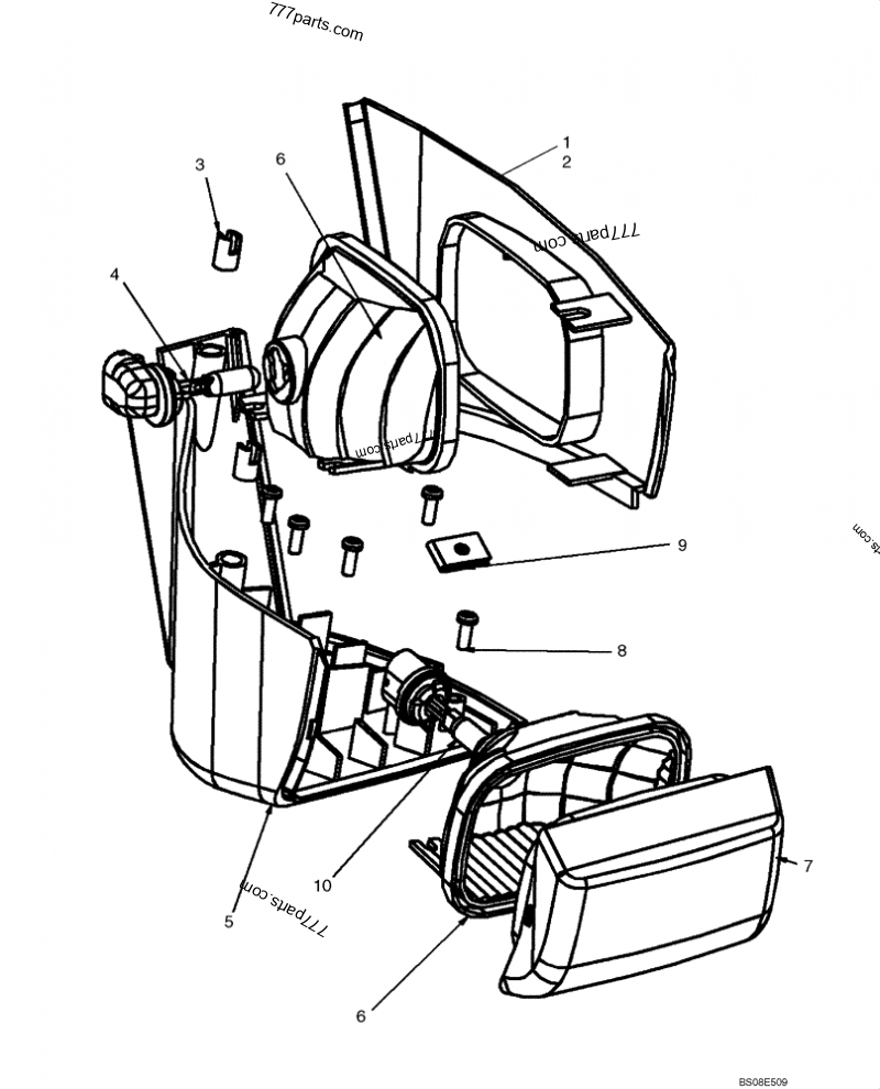 Part diagram WORK LIGHTS - LH - COMPACT TRACK LOADERS Case 420CT (COMPACT TRACK LOADER - SERIES 3, ASN N7M455401 (1/08-3/11)) | 777parts.com