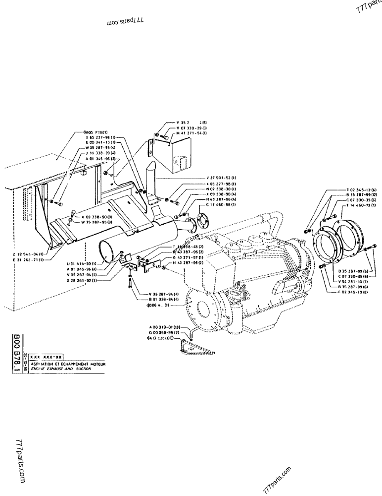 Part diagram ENGINE EXHAUST AND SUCTION - CRAWLER EXCAVATORS Case 170 (POCLAIN CRAWLER EXCAVATOR (S/N 12341 TO 12492) (5/85-12/92)) | 777parts.com