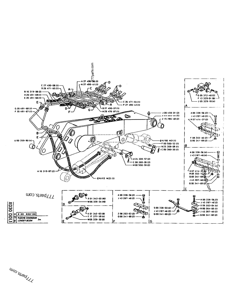 Part diagram LOADER BOOM - CRAWLER EXCAVATORS Case 160CL (POCLAIN CRAWLER EXCAVATOR (S/N 8321 & AFTER) (5/76-12/82)) | 777parts.com