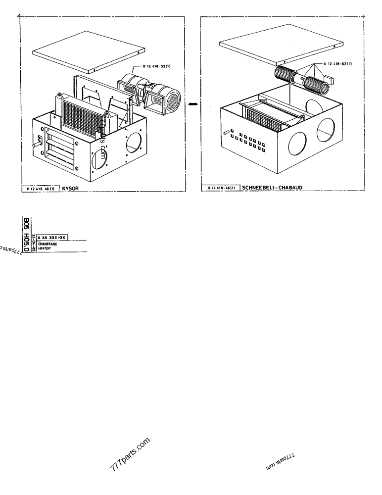 Part diagram HEATER - CRAWLER EXCAVATORS Case 170B (CASE CRAWLER EXCAVATOR (S/N 1501-) (S/N 12501-) (EUROPE) (2/87-12/89)) | 777parts.com