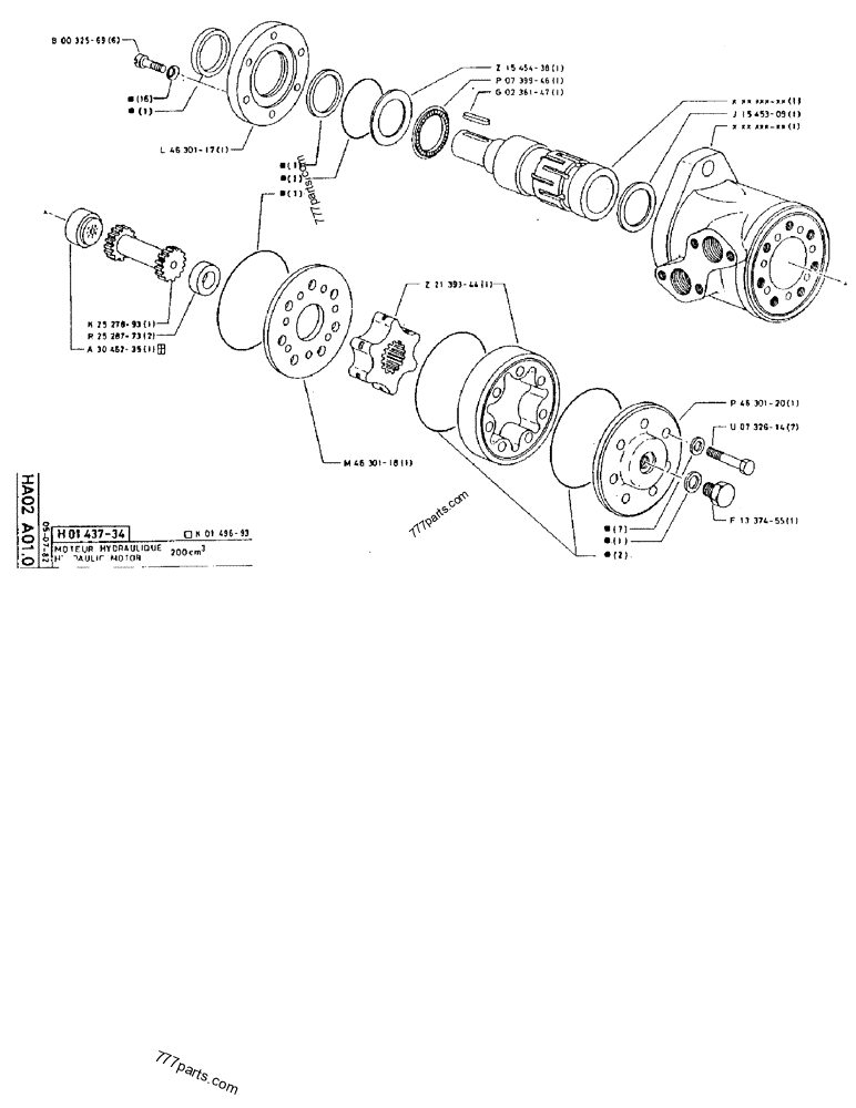 Part diagram HYDRAULIC MOTOR 200CM³ - CRAWLER EXCAVATORS Case 170FG (POCLAIN EXCAVATOR W/ELECTRIC MOTOR (75KW 380V) (1/85-12/92)) | 777parts.com