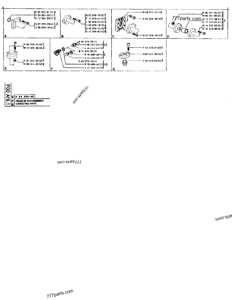 Part diagram CONNECTING PARTS - CRAWLER EXCAVATORS Case 170B (CASE CRAWLER EXCAVATOR (S/N 1501-) (S/N 12501-) (EUROPE) (2/87-12/89)) | 777parts.com