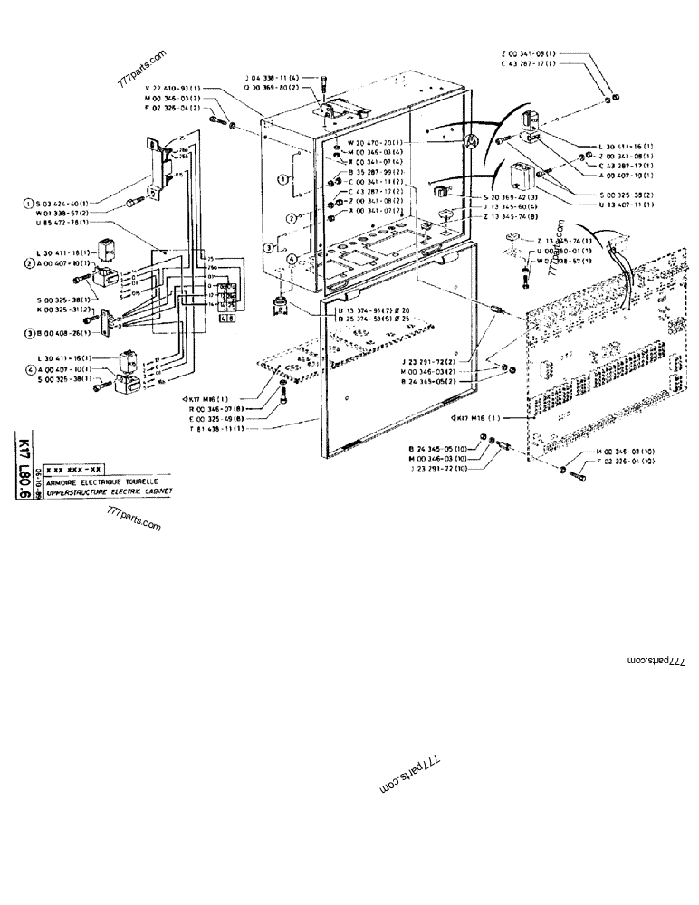 Part diagram UPPERSTRUCTURE ELECTRIC CABINET - CRAWLER EXCAVATORS Case 170B (CASE CRAWLER EXCAVATOR (S/N 1501-) (S/N 12501-) (EUROPE) (2/87-12/89)) | 777parts.com
