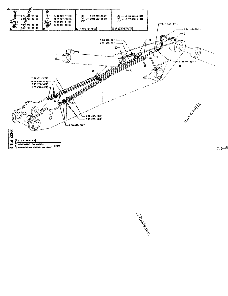 Part diagram LUBRICATION CIRCUIT ON STICK 3,20M - CRAWLER EXCAVATORS Case 170B (CASE CRAWLER EXCAVATOR (S/N 1501-) (S/N 12501-) (EUROPE) (2/87-12/89)) | 777parts.com