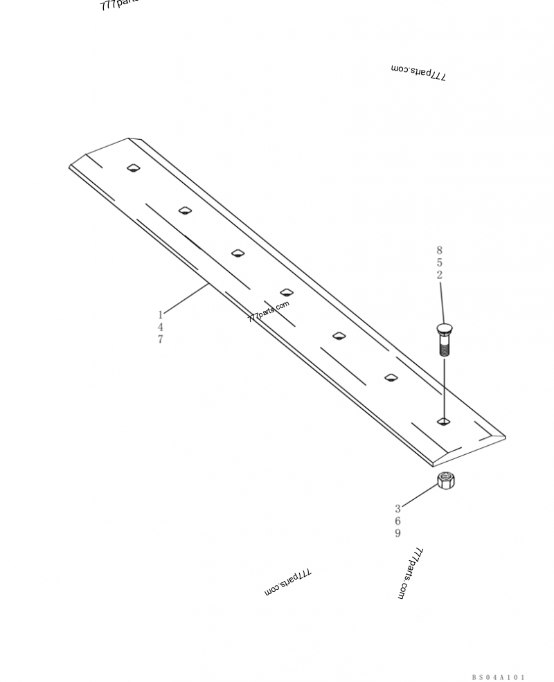 Part diagram BUCKET, CUTTING EDGE (BOLT-ON CUTTING EDGE) - COMPACT TRACK LOADERS Case 420CT (COMPACT TRACK LOADER - SERIES 3, ASN N7M455401 (1/08-3/11)) | 777parts.com