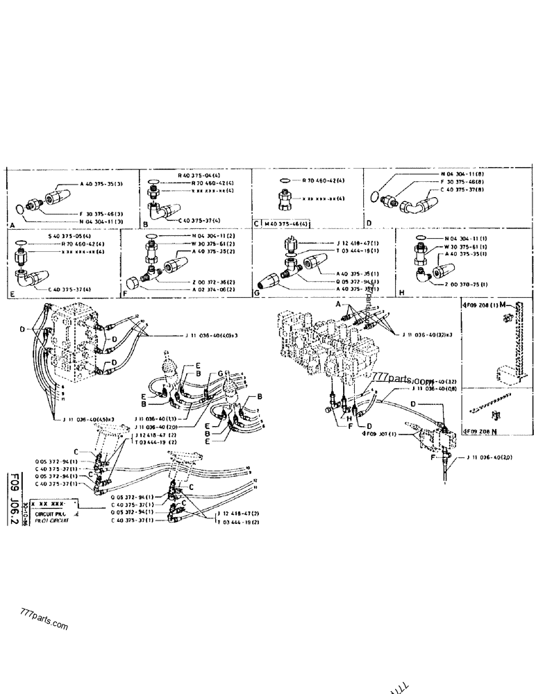 Part diagram PILOT CIRCUIT - CRAWLER EXCAVATORS Case 170 (POCLAIN CRAWLER EXCAVATOR (S/N 12341 TO 12492) (5/85-12/92)) | 777parts.com