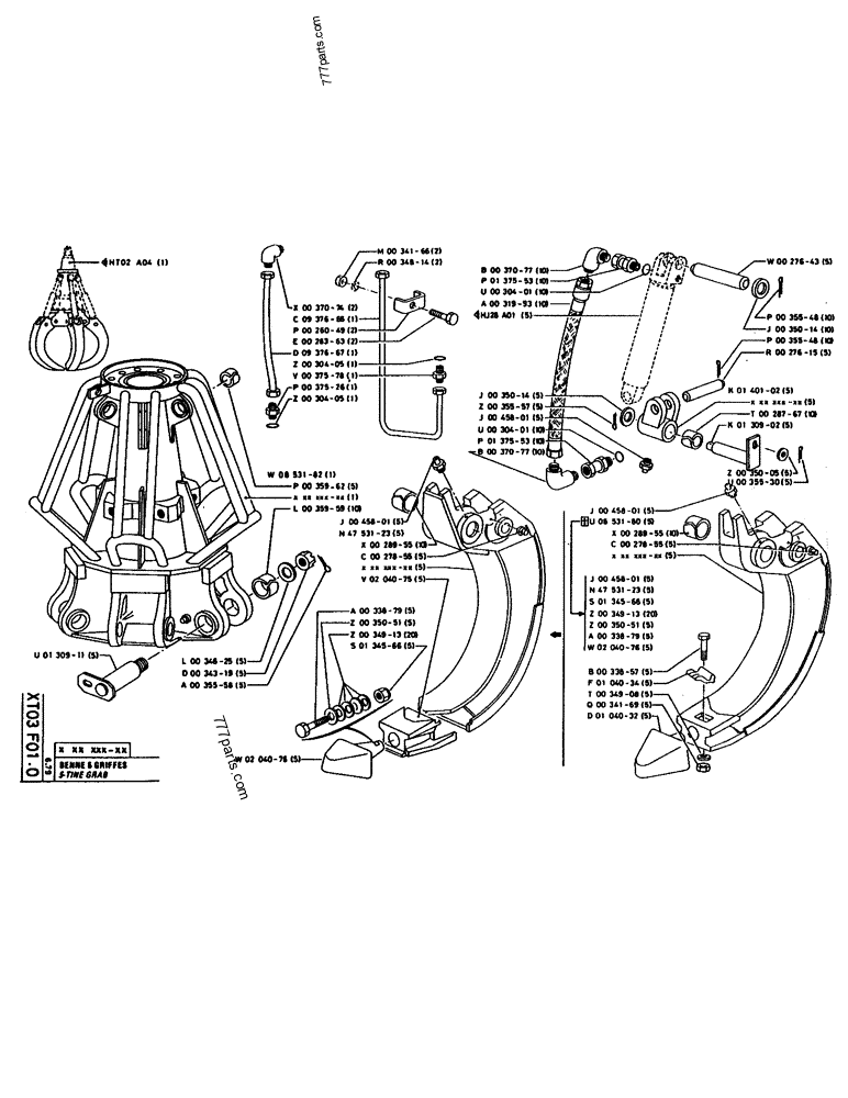 Part diagram 5 TINE GRAB - CRAWLER EXCAVATORS Case 160CL (POCLAIN CRAWLER EXCAVATOR (S/N 8321 & AFTER) (5/76-12/82)) | 777parts.com
