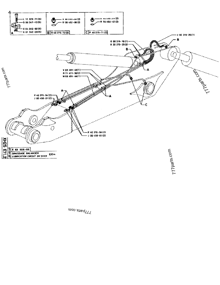 Part diagram LUBRICATION CIRCUIT ON STICK 2,50M - CRAWLER EXCAVATORS Case 170B (CASE CRAWLER EXCAVATOR (S/N 1501-) (S/N 12501-) (EUROPE) (2/87-12/89)) | 777parts.com