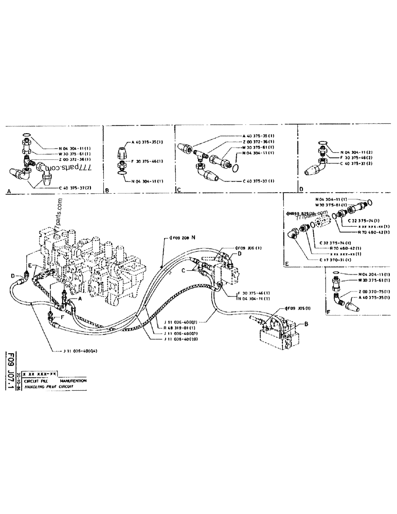 Part diagram HANDLING PILOT CIRCUIT - CRAWLER EXCAVATORS Case 170 (POCLAIN CRAWLER EXCAVATOR (S/N 12341 TO 12492) (5/85-12/92)) | 777parts.com