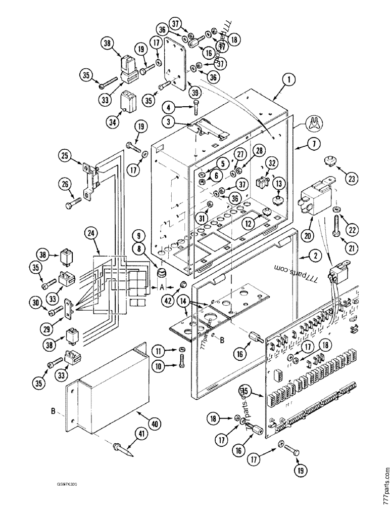 Part diagram ELECTRICAL BOX, P.I.N. 74632 AND AFTER - CRAWLER EXCAVATORS Case 170C (CASE CRAWLER EXCAVATOR (1/90-12/91)) | 777parts.com