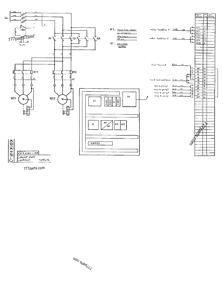 Part diagram SELF-PROPELLING CARRIAGE ELECTRIC CIRCUIT - CRAWLER EXCAVATORS Case 170F (POCLAIN EXCAVATOR W/ELECTRIC MOTOR (132KW 380V) (1/85-12/92)) | 777parts.com