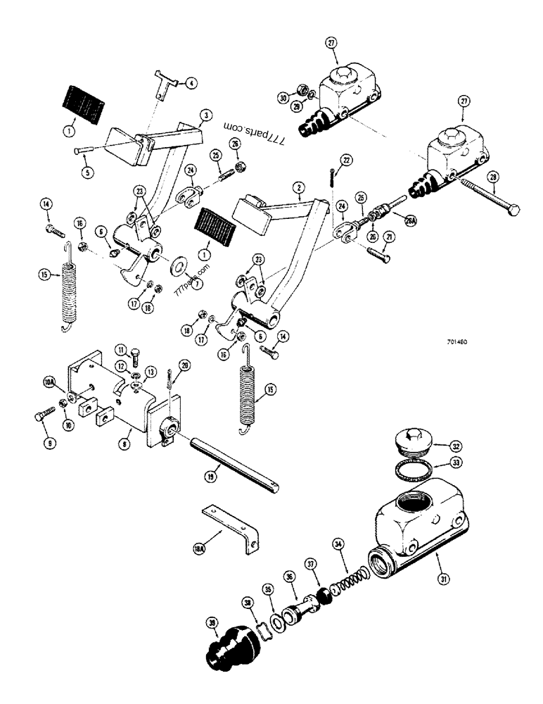 BRAKE SYSTEM, BRAKE PEDALS AND MASTER CYLINDERS, A18525 - LOADER