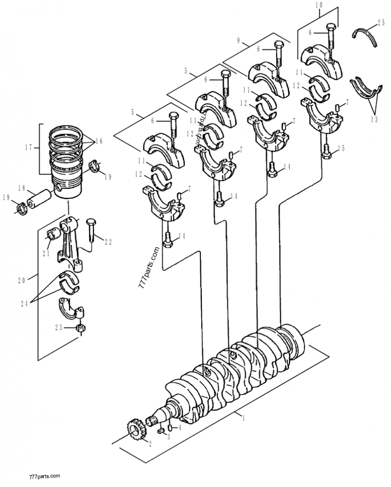 Part diagram CRANKSHAFT & PISTONS - COMPACT TRACK LOADERS Case 420CT (COMPACT TRACK LOADER - BSN N7M455401 (2/06-12/07)) | 777parts.com