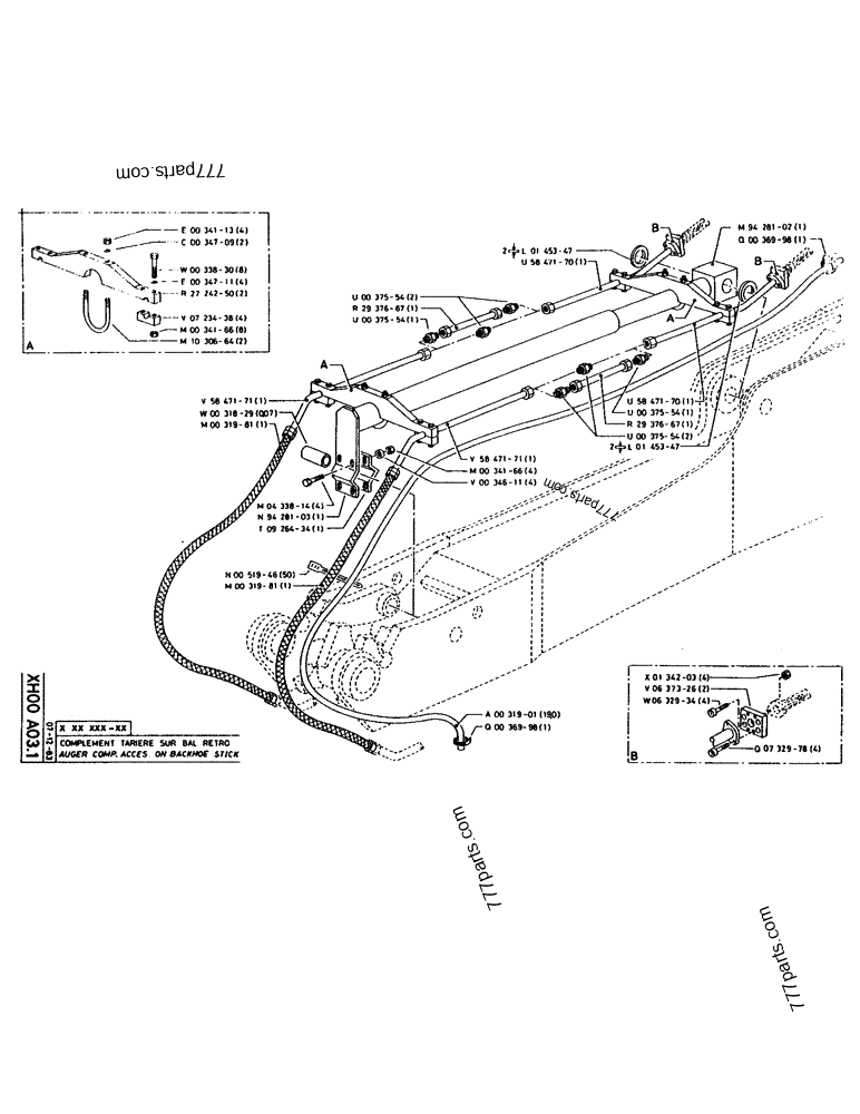 Part diagram AUGER COMP. ACCES. ON BACKHOE STICK - CRAWLER EXCAVATORS Case 160CL (POCLAIN CRAWLER EXCAVATOR (S/N 8321 & AFTER) (5/76-12/82)) | 777parts.com