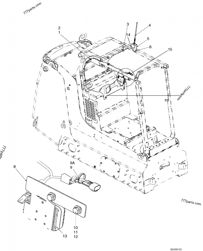 Part diagram RADIO - SPEAKERS AND ANTENNA - COMPACT TRACK LOADERS Case 420CT (COMPACT TRACK LOADER - SERIES 3, ASN N7M455401 (1/08-3/11)) | 777parts.com