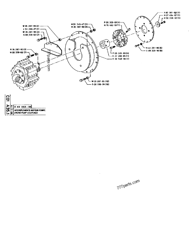 Part diagram ENGINE/PUMP COUPLINGS - CRAWLER EXCAVATORS Case 170B (CASE CRAWLER EXCAVATOR (S/N 1501-) (S/N 12501-) (EUROPE) (2/87-12/89)) | 777parts.com