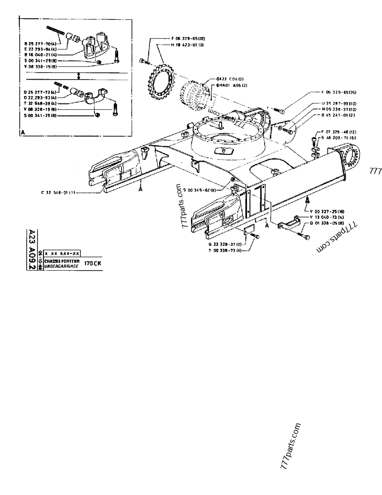 Part diagram UNDERCARRIAGE 170 CK - CRAWLER EXCAVATORS Case 170B (CASE CRAWLER EXCAVATOR (S/N 1501-) (S/N 12501-) (EUROPE) (2/87-12/89)) | 777parts.com