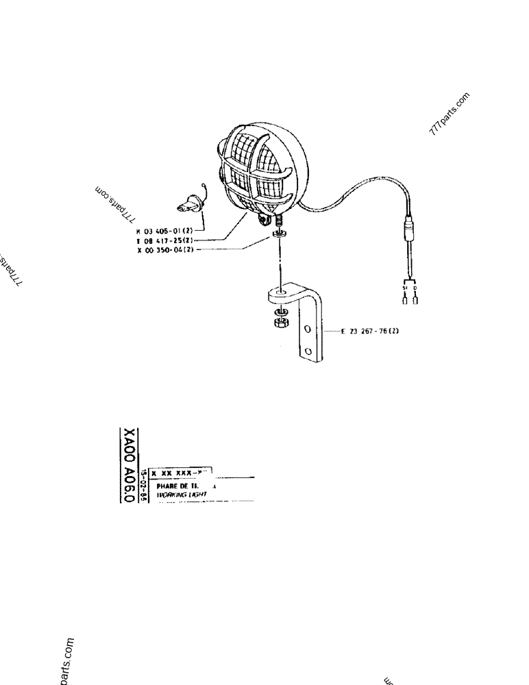 Part diagram WORKING LIGHT - CRAWLER EXCAVATORS Case 170 (POCLAIN CRAWLER EXCAVATOR (S/N 12341 TO 12492) (5/85-12/92)) | 777parts.com