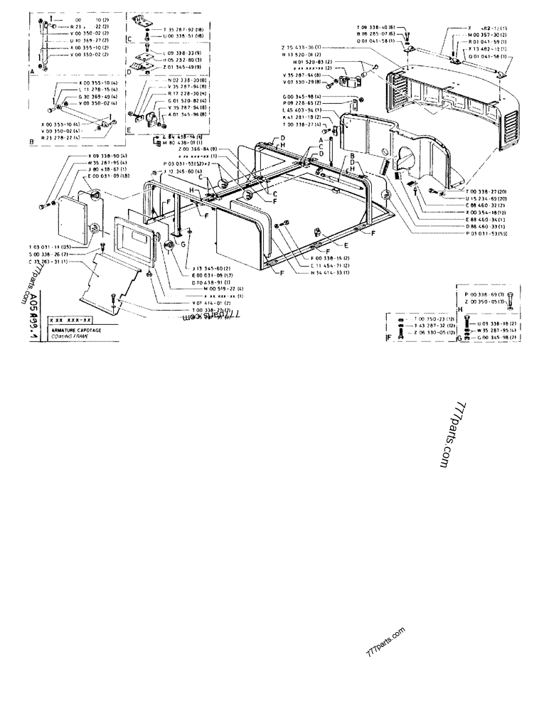 Part diagram COWLING FRAME - CRAWLER EXCAVATORS Case 170FG (POCLAIN EXCAVATOR W/ELECTRIC MOTOR (75KW 380V) (1/85-12/92)) | 777parts.com