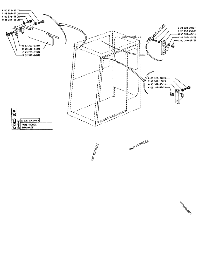 Part diagram SUNSHADE - CRAWLER EXCAVATORS Case 170B (CASE CRAWLER EXCAVATOR (S/N 1501-) (S/N 12501-) (EUROPE) (2/87-12/89)) | 777parts.com