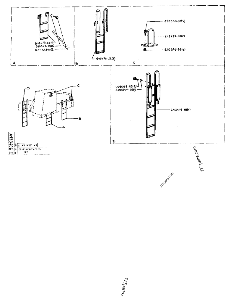 Part diagram LADDER - CRAWLER EXCAVATORS Case 170FG (POCLAIN EXCAVATOR W/ELECTRIC MOTOR (75KW 380V) (1/85-12/92)) | 777parts.com