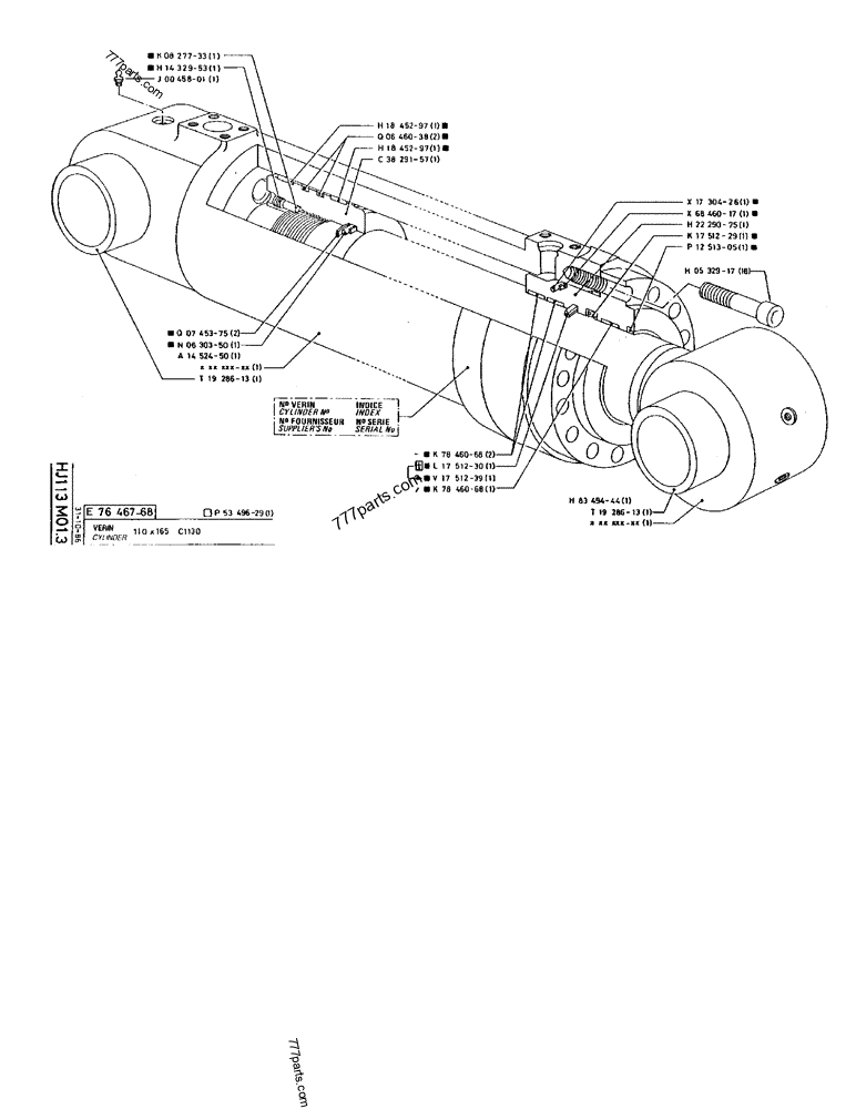 Part diagram CYLINDER 110 X 165 C1130 - CRAWLER EXCAVATORS Case 170F (POCLAIN EXCAVATOR W/ELECTRIC MOTOR (132KW 380V) (1/85-12/92)) | 777parts.com