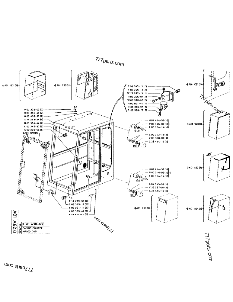 Part diagram FITTED CAB - CRAWLER EXCAVATORS Case 170 (POCLAIN CRAWLER EXCAVATOR (S/N 12341 TO 12492) (5/85-12/92)) | 777parts.com