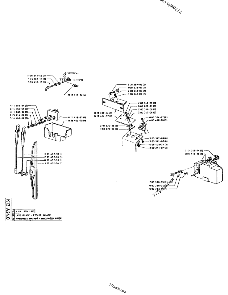 Part diagram WINDSHIELD WASHER - WINDSHIELD WIPER - CRAWLER EXCAVATORS Case 170 (POCLAIN CRAWLER EXCAVATOR (S/N 12341 TO 12492) (5/85-12/92)) | 777parts.com