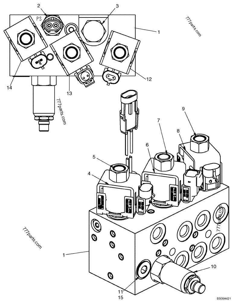 Part diagram HYDROSTATICS - TWO SPEED, VALVE ASSY (420CT WITH PILOT CONTROL) - COMPACT TRACK LOADERS Case 420CT (COMPACT TRACK LOADER - SERIES 3, ASN N7M455401 (1/08-3/11)) | 777parts.com