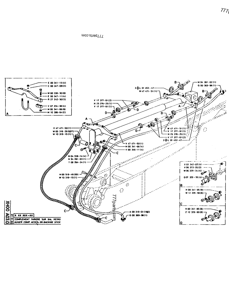 Part diagram AUGER COMP. ACCES. ON BACKHOE STICK - CRAWLER EXCAVATORS Case 160CL (POCLAIN CRAWLER EXCAVATOR (S/N 8321 & AFTER) (5/76-12/82)) | 777parts.com