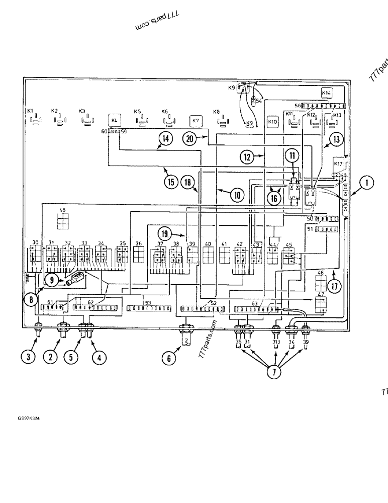 Part diagram ELECTRICAL BOX SYSTEM, HARNESS CONNECTIONS TO ELECTRICAL BOX, P.I.N. 74501 & AFTER - CRAWLER EXCAVATORS Case 170C (CASE CRAWLER EXCAVATOR (1/90-12/91)) | 777parts.com