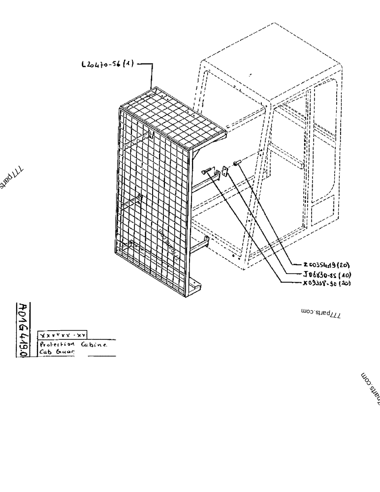 Part diagram CAB GUARD - CRAWLER EXCAVATORS Case 170F (POCLAIN EXCAVATOR W/ELECTRIC MOTOR (132KW 380V) (1/85-12/92)) | 777parts.com
