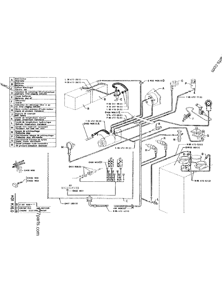 Part diagram ENGINE ELECTRIC CIRCUIT - CRAWLER EXCAVATORS Case 170 (POCLAIN CRAWLER EXCAVATOR (S/N 12341 TO 12492) (5/85-12/92)) | 777parts.com