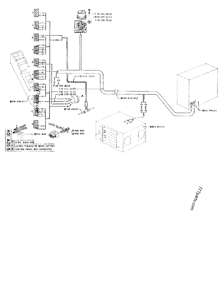 Part diagram CONTROL PANEL BOX CONNECTION - CRAWLER EXCAVATORS Case 170B (CASE CRAWLER EXCAVATOR (S/N 1501-) (S/N 12501-) (EUROPE) (2/87-12/89)) | 777parts.com
