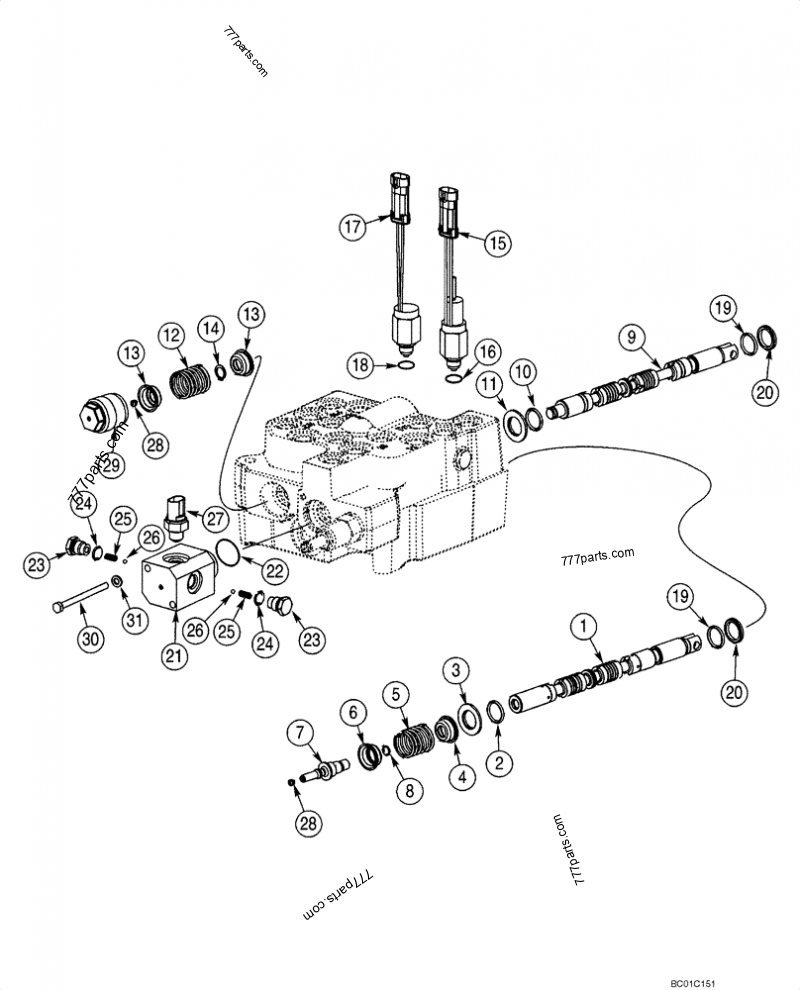 VALVE ASSY, CONTROL - SPOOLS AND DETENTS (60XT) - SKID STEER