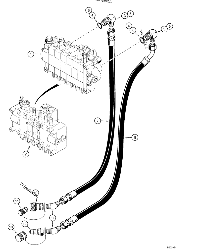 HYDRAULIC SYSTEM BACKHOE SUPPLY AND RETURN (D100, D100XR) SKID