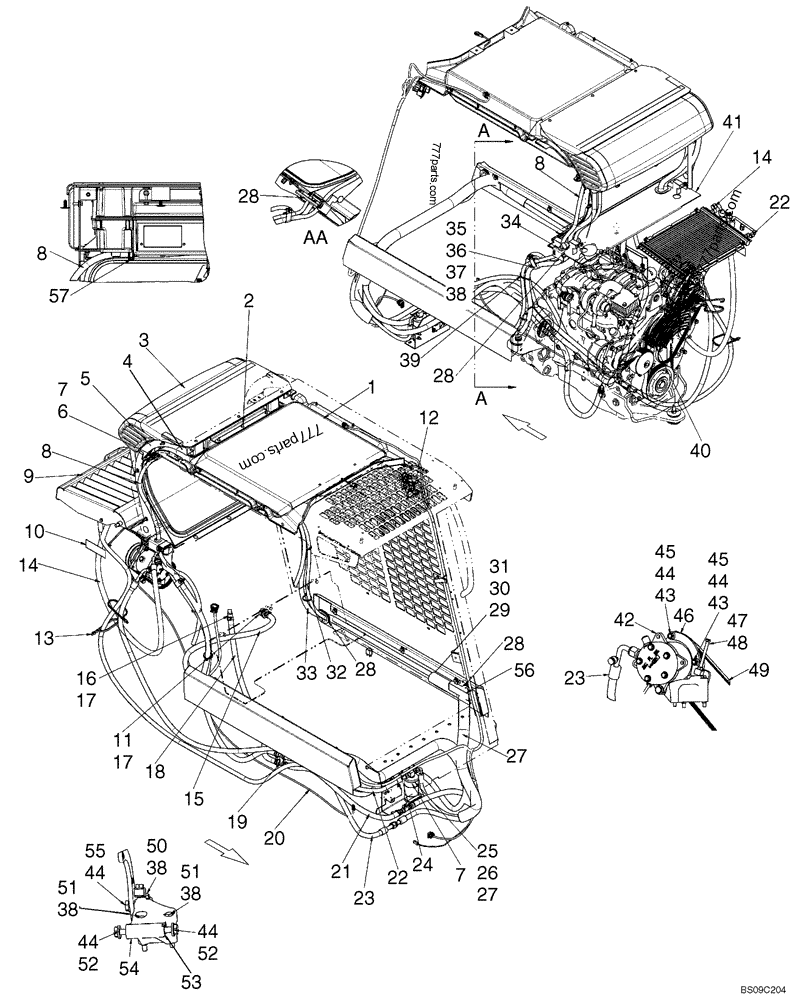 Part diagram AIR CONDITIONING SYSTEM - COMPACT TRACK LOADERS Case 420CT (COMPACT TRACK LOADER - SERIES 3, ASN N7M455401 (1/08-3/11)) | 777parts.com